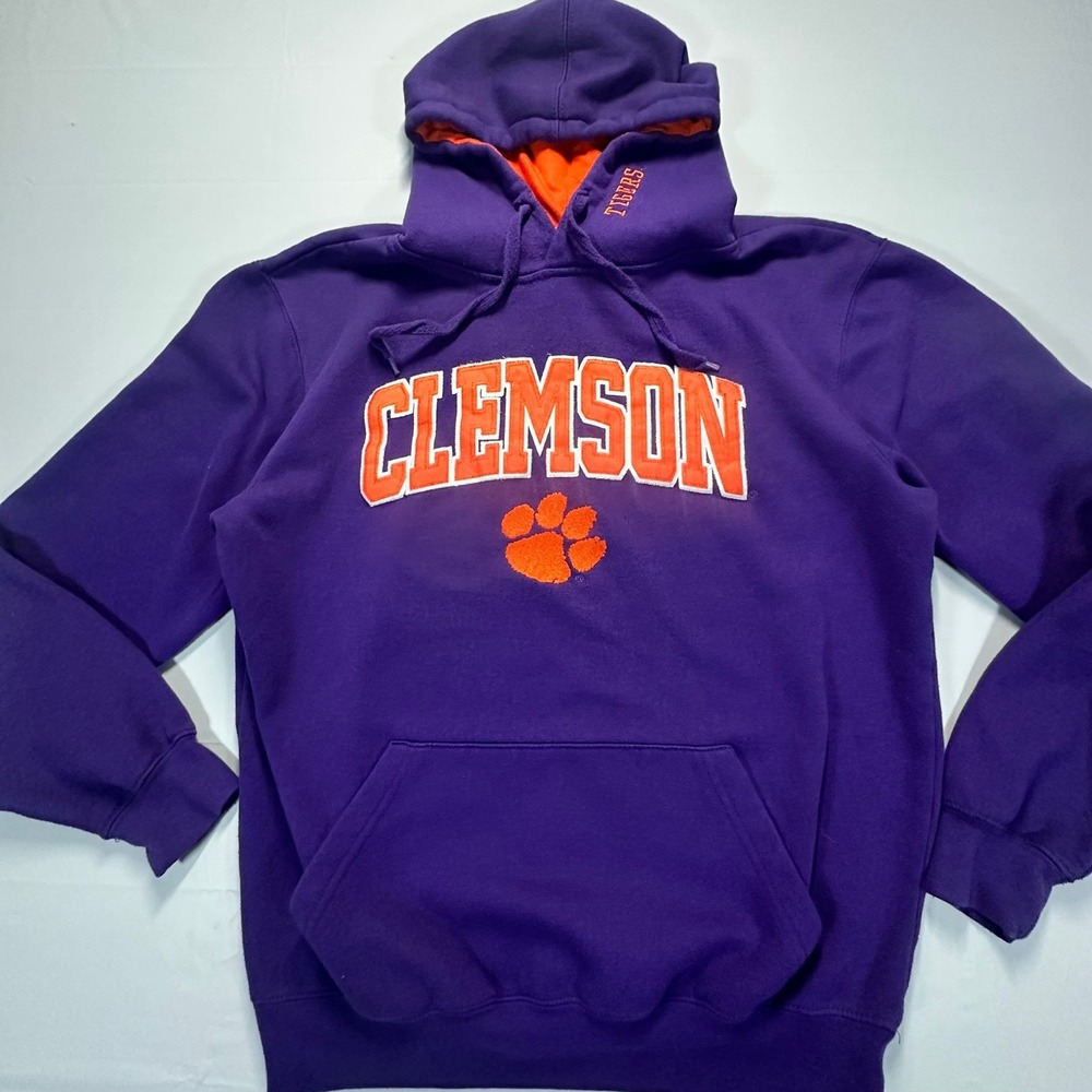 Stadium Athletics Clemson Tigers Hoodie Purple Orange Pullover Sweatshirt Medium
